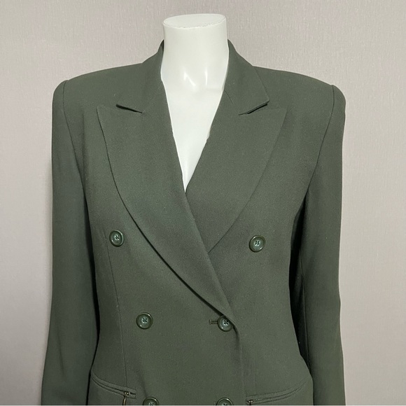 Kasper Army Green Double Breasted Blazer Sz-6 - Picture 2 of 10